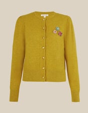 Blair Brooch Knit Cardigan, Green (CHARTREUSE), large