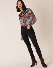 Paisley Print Embroidered Blouse, Pink (PINK), large