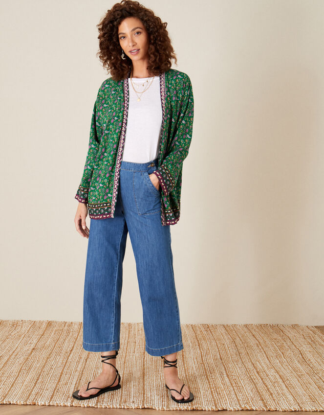 Paisley Print Kimono, Green (GREEN), large