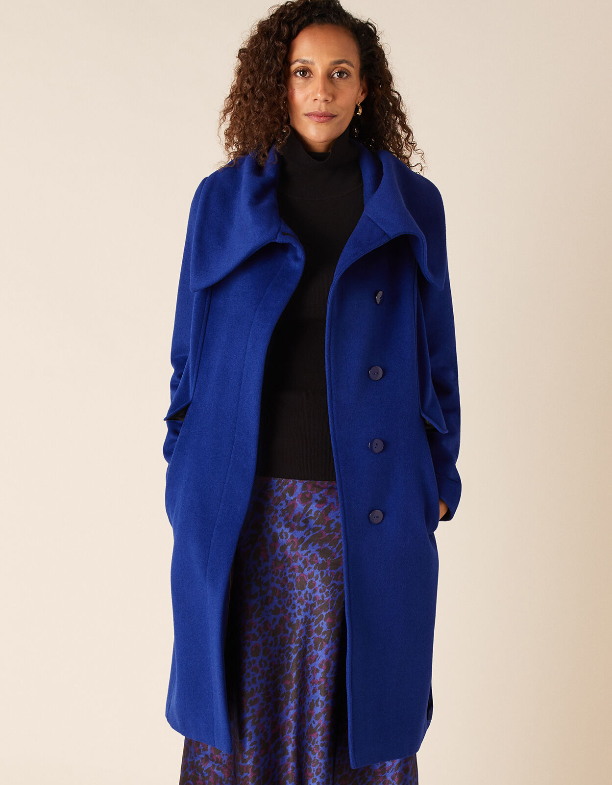 Blue wrap coat womens on sale