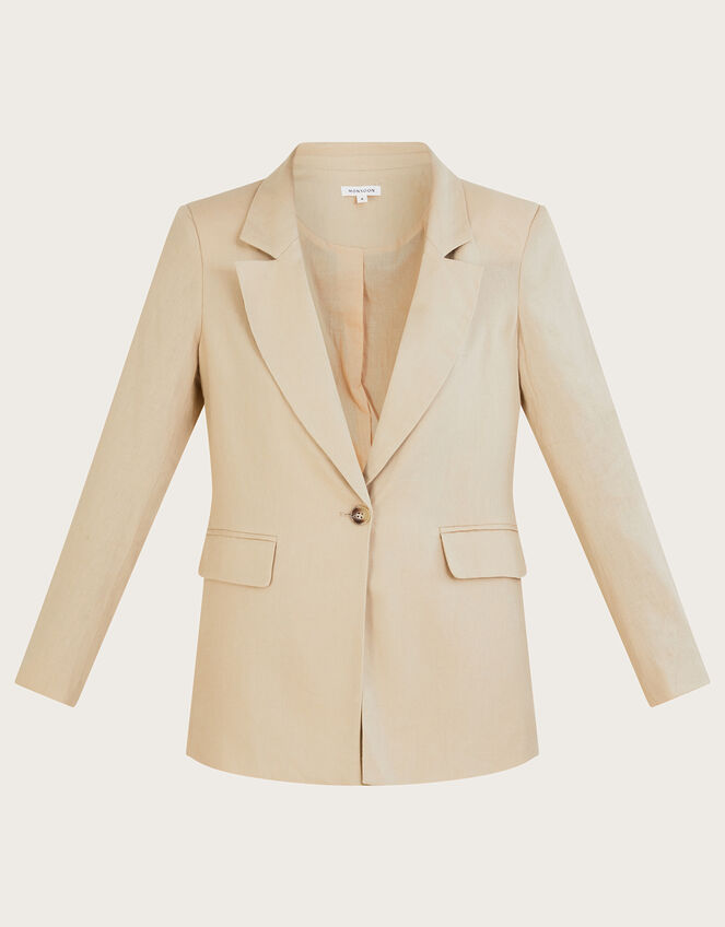 Jenny Jacket in Linen Blend, Natural (STONE), large