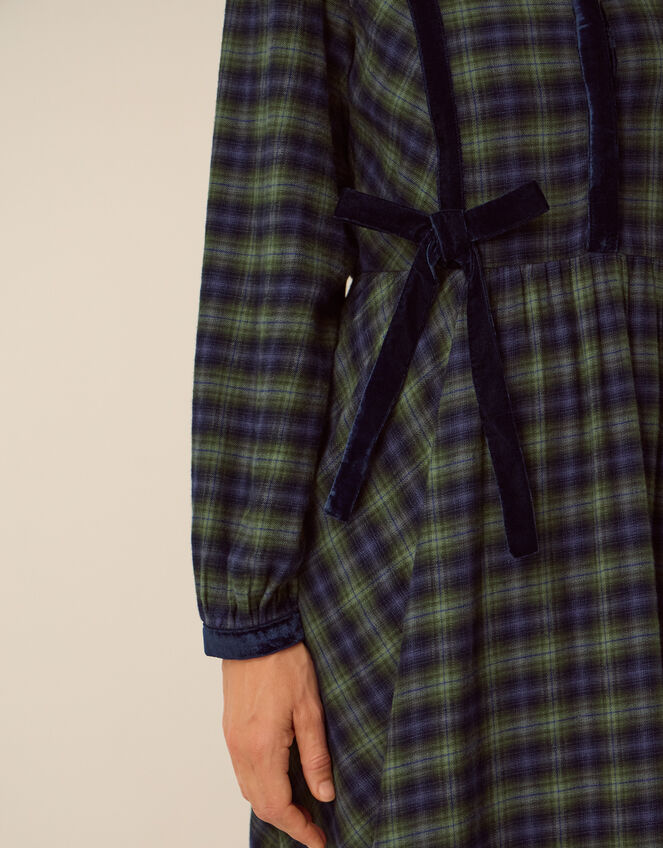 Bella Velvet Check Print Midi Dress, Blue (NAVY), large
