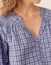 East Lilia Check Cotton Blouse, Blue (BLUE), large
