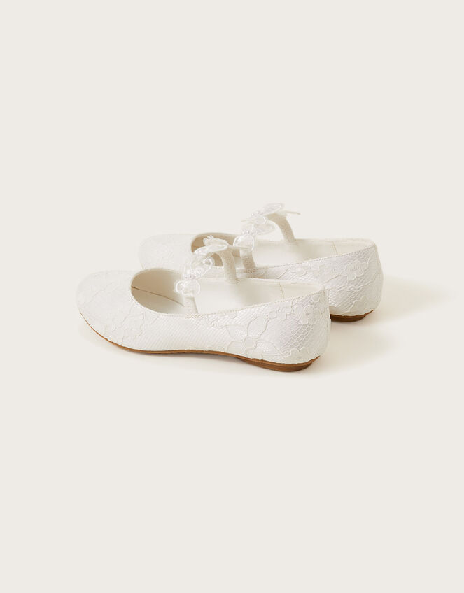 Lace Butterfly Communion Ballerina Flats, White (WHITE), large