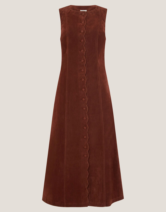 Rubi Sleeveless Scallop Midi Dress, Red (BURGUNDY), large