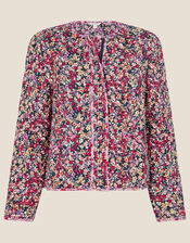Ditsy Floral Quilted Jacket, Blue (NAVY), large