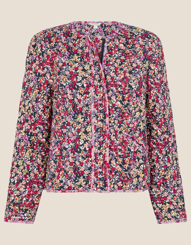 Ditsy Floral Quilted Jacket, Blue (NAVY), large