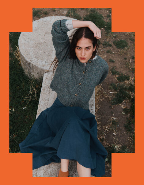 East Zoya Neppy Wool Blend Cardigan, Teal (TEAL), large