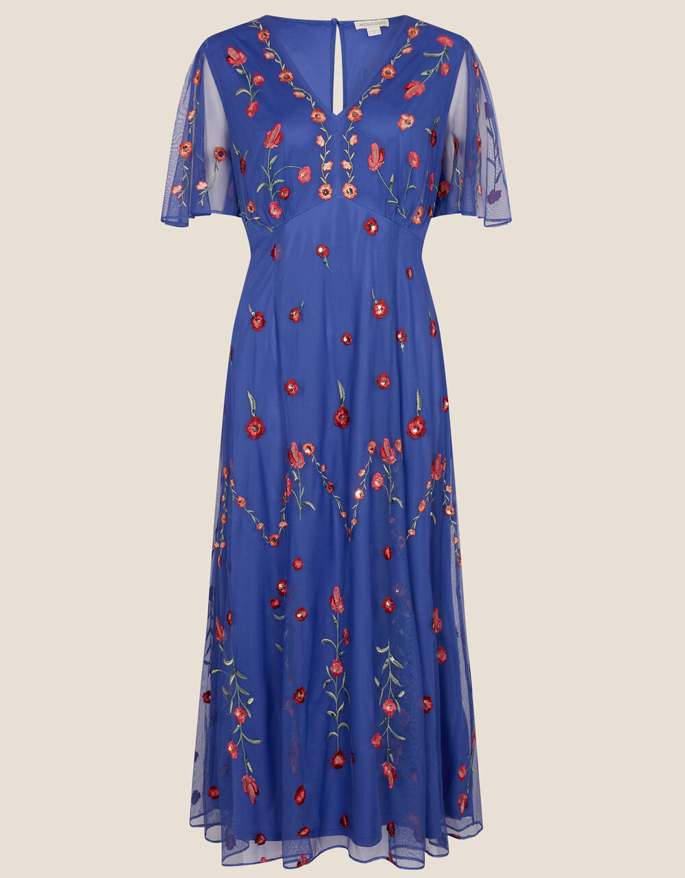 Feya Embroidered Shirt Dress - Blue
