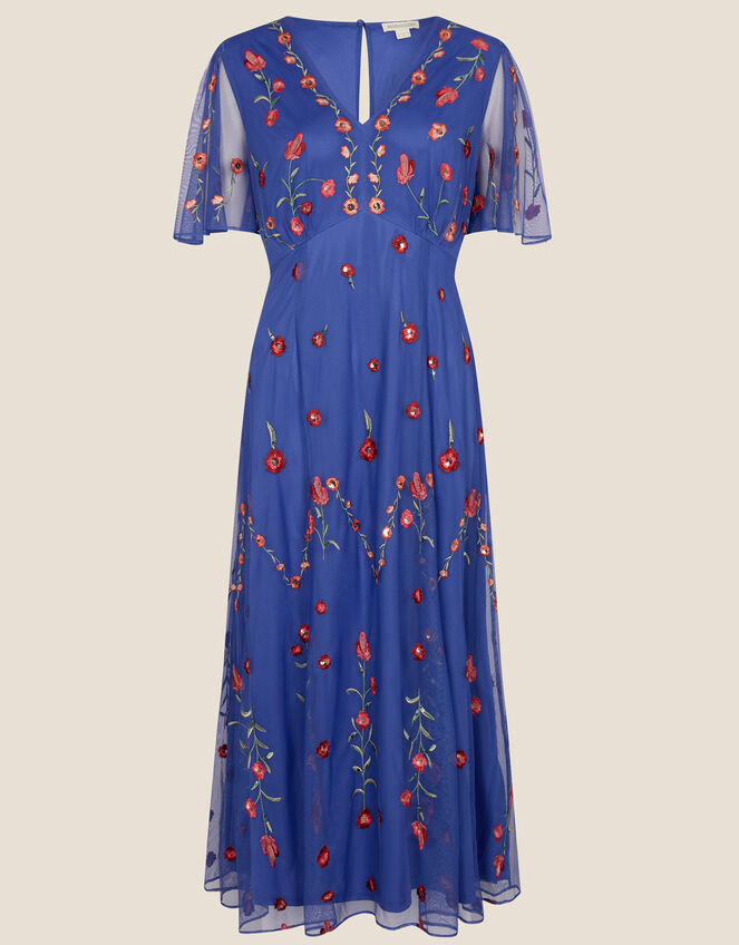 Priya Embroidered Midi Dress, Blue (BLUE), large