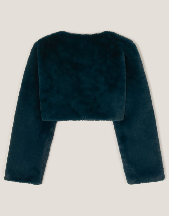 Marie Bow Faux Fur Shrug, Teal (TEAL), large