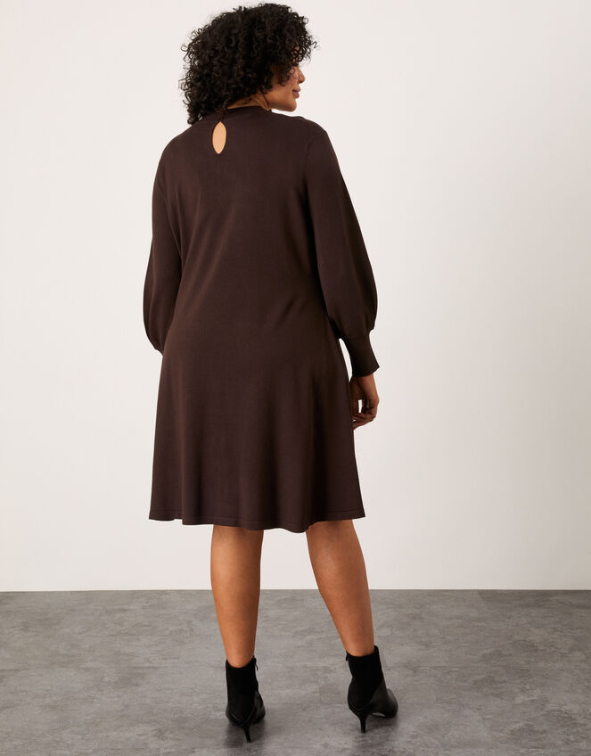 Twist Detail Dress with LENZING™ ECOVERO™, Brown (CHOCOLATE), large