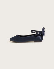 Organza Bow Ballerina Flats, Blue (NAVY), large