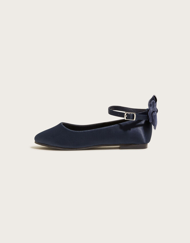 Organza Bow Ballerina Flats, Blue (NAVY), large