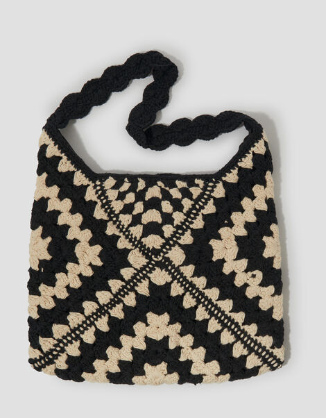 Mae Crochet Shopper Bag, Black (BLACK), large