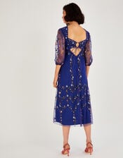Yennefer Embroidered Midi Dress, Blue (BLUE), large