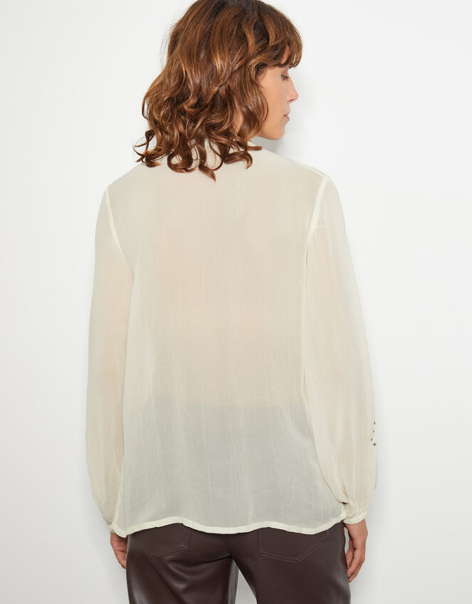 Saskia Stud Ruffle Blouse, Ivory (IVORY), large