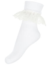 Melissa Heart Lace Socks, White (WHITE), large