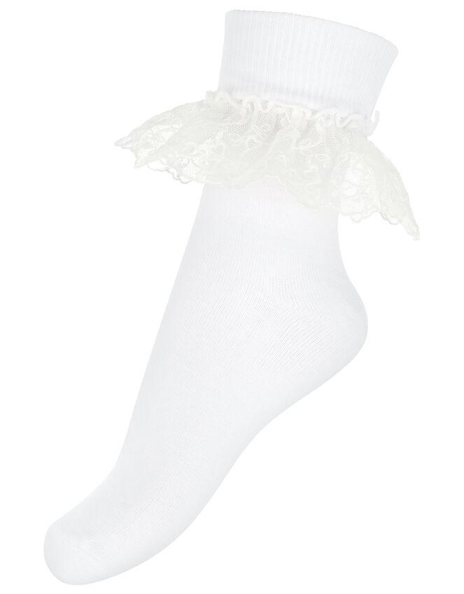 Melissa Heart Lace Socks, White (WHITE), large