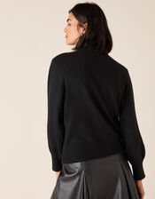 Embellished Yoke Knit Jumper, Black (BLACK), large