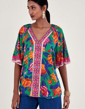 Floral Print Top, Orange (ORANGE), large