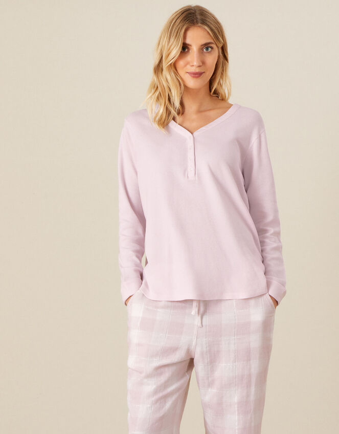 V-Neck Waffle Jersey Top, Pink (BLUSH), large