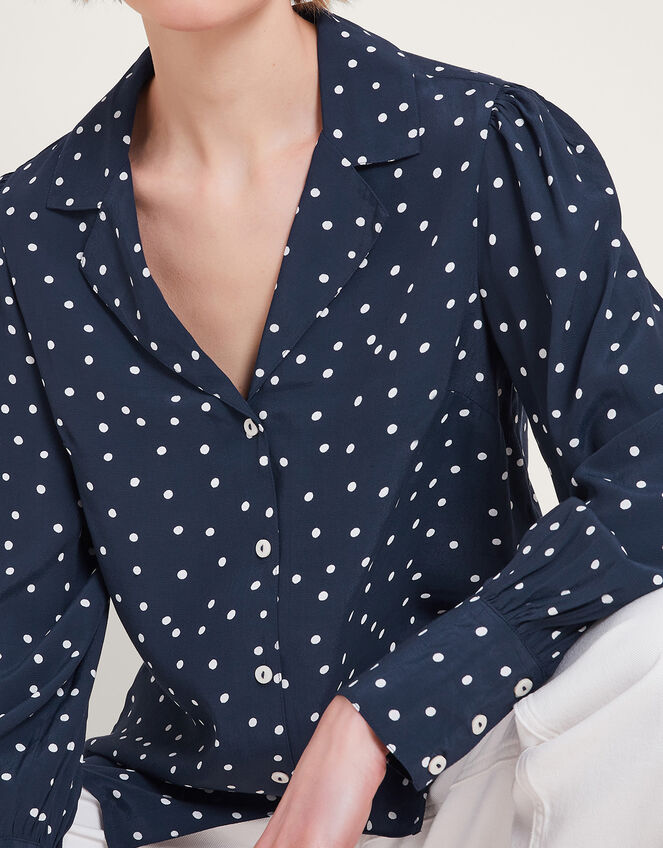 Shiloh Spot Print Shirt, Blue (NAVY), large