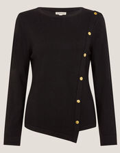 Bonnie Asymmetrical Button Jumper, Black (BLACK), large