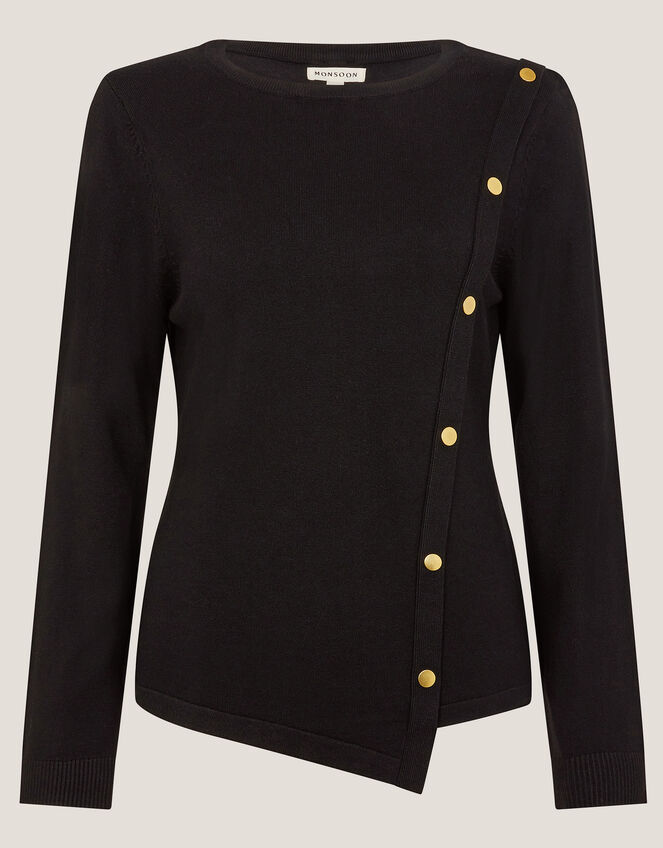 Bonnie Asymmetrical Button Jumper, Black (BLACK), large