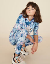 Tie-Dye Print Leggings, Blue (BLUE), large