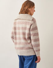 Zia Stripe Half-Zip Jumper, Natural (NATURAL), large