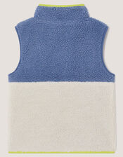 Colourblock Borg Fleece Gilet, Blue (BLUE), large