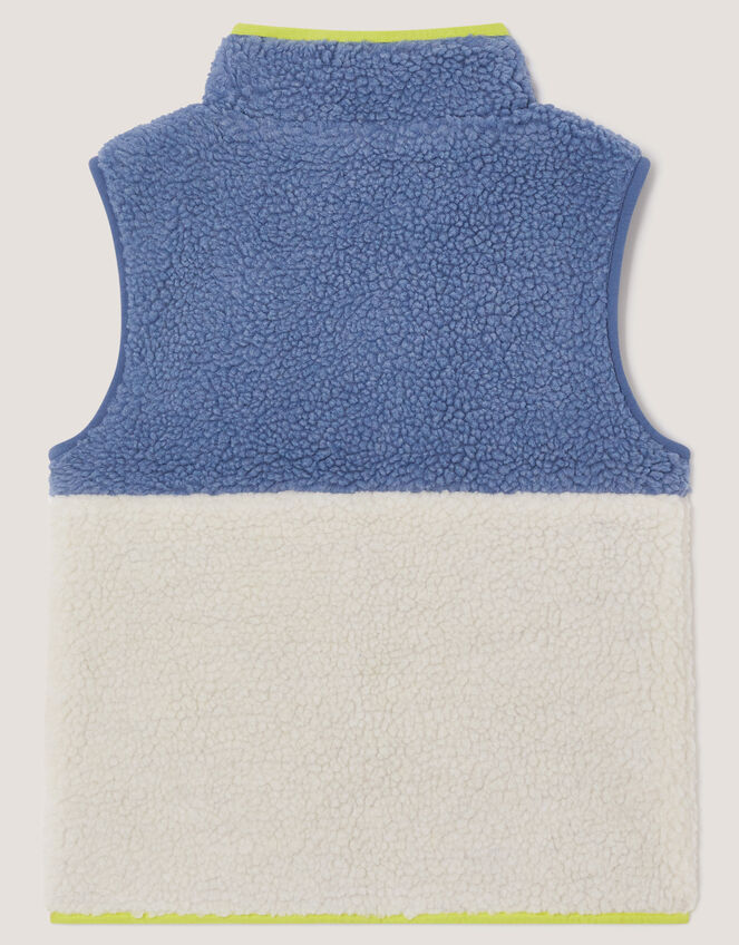 Colourblock Borg Fleece Gilet, Blue (BLUE), large