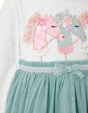 Baby Unicorn Disco Dress, Teal (TEAL), large