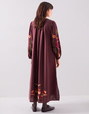 East Preeti Embroidered Long Sleeve Maxi Dress, Red (BERRY), large