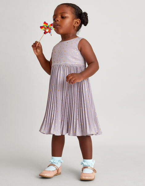 Baby Angelina Cosmic Print Pleat Dress, Purple (LILAC), large
