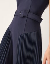 Sally Pleat Sleeveless Midi Dress, Blue (NAVY), large