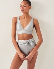 Kiki Glitter Triangle Bikini Top, Silver (SILVER), large