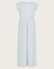 Penelope Pleated Sparkle Jumpsuit, Blue (BLUE), large