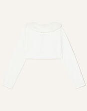 Super Soft Faux Fur Collar Cardigan, Ivory (IVORY), large