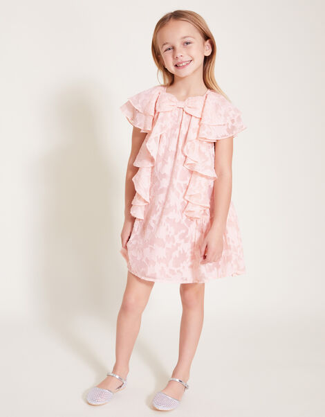 Burnout Bow Ruffle Dress, Pink (PINK), large