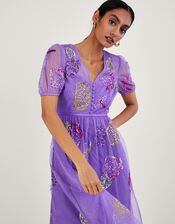 Diana Embellished Tea Dress, Purple (LILAC), large