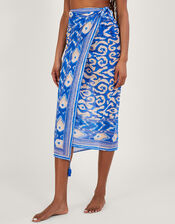 Ikat Print Sarong, Blue (BLUE), large