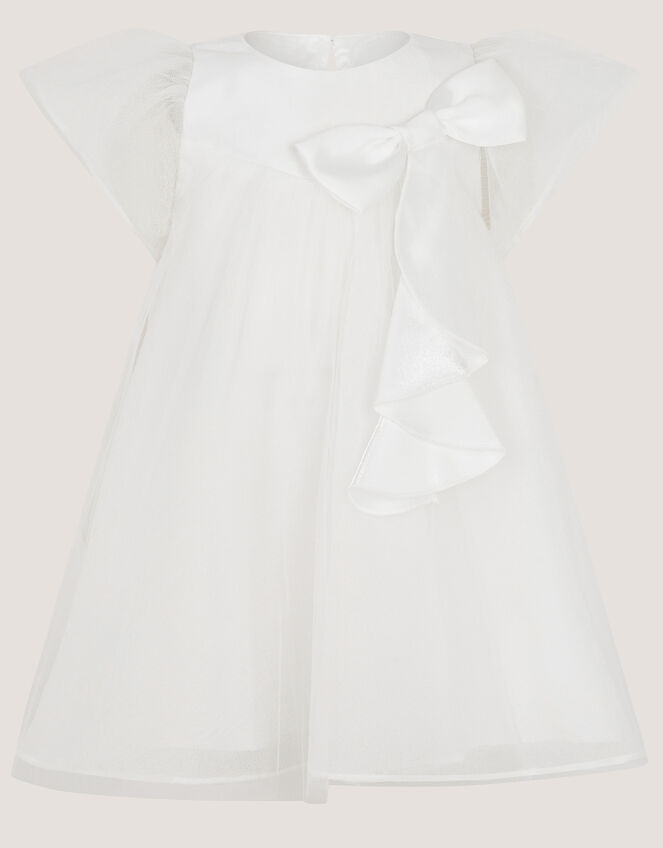 Baby Winnie Satin Bow Party Dress, Ivory (IVORY), large