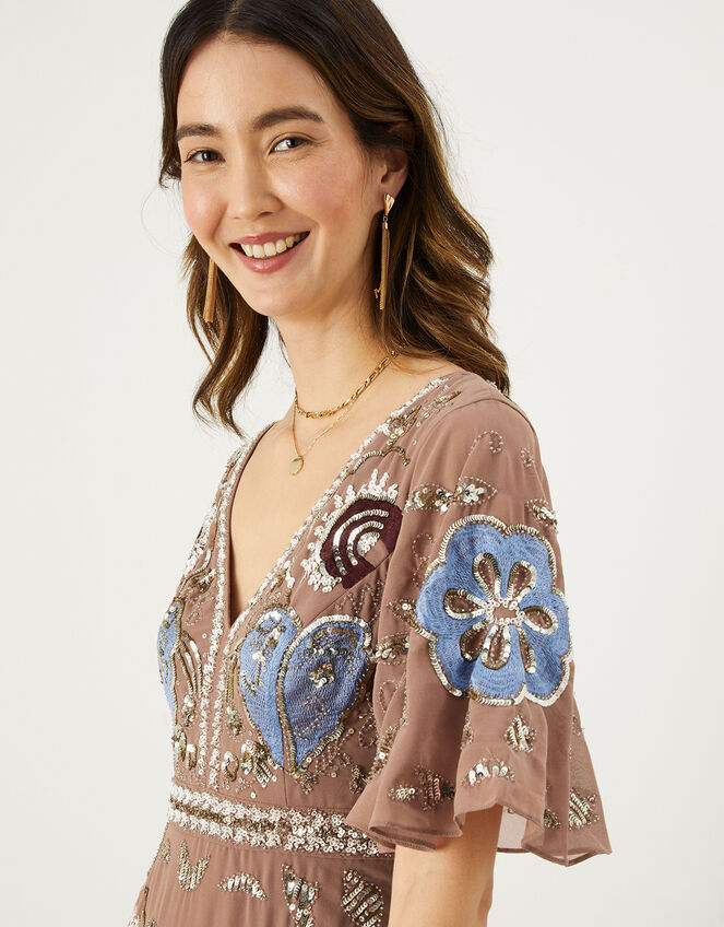 Blakely Embellished Maxi Dress with Recycled Polyester, Pink (BLUSH), large