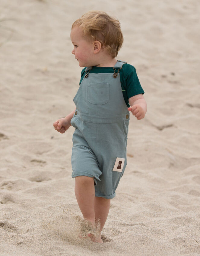 Little Green Radicals Soft Twill Short Dungarees, Blue (PALE BLUE), large