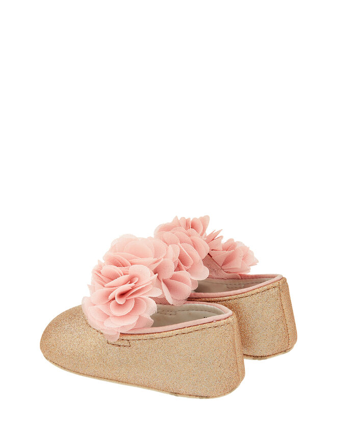 Baby Abilene Corsage Glitter Booties, Gold (ROSE GOLD), large
