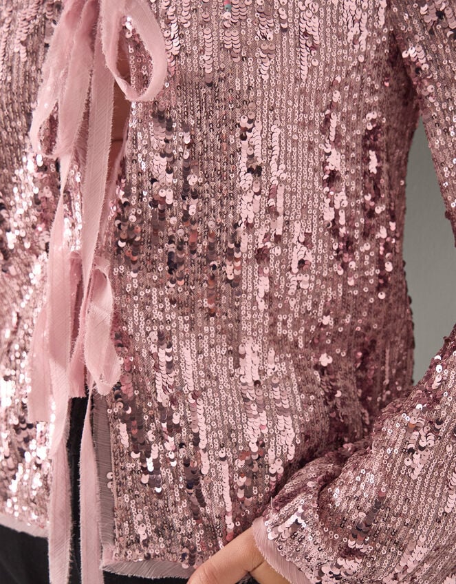 Tabi Tie Sequin Jacket, Pink (PINK), large