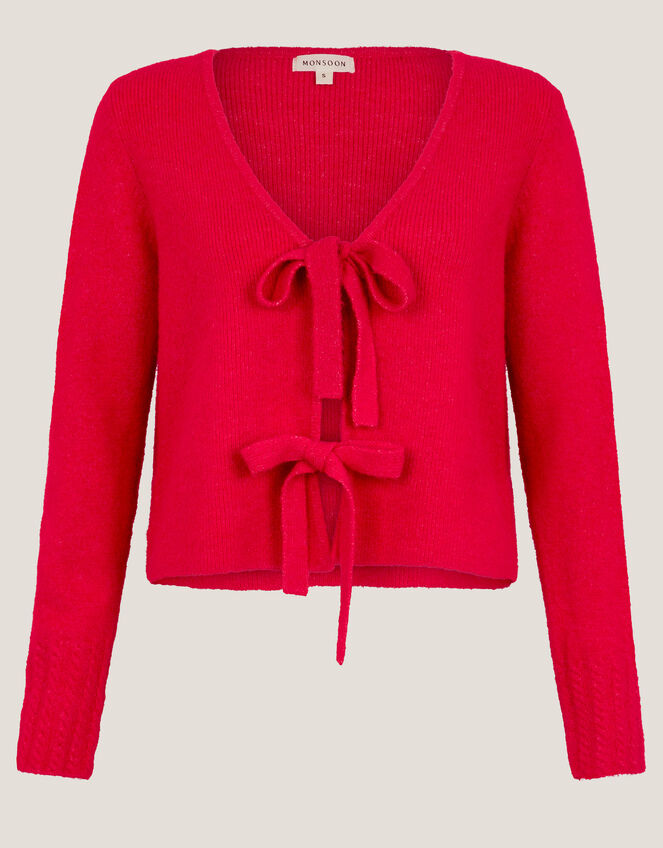 Tina Tie Front Cardigan, Red (RED), large
