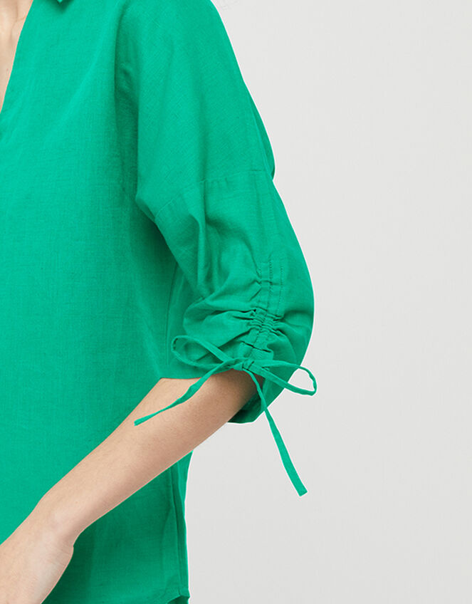 Ariel Shirt in Linen and Organic Cotton, Green (GREEN), large